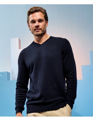 ASQ-AQ042-Mens Cotton Blend V Neck Sweater